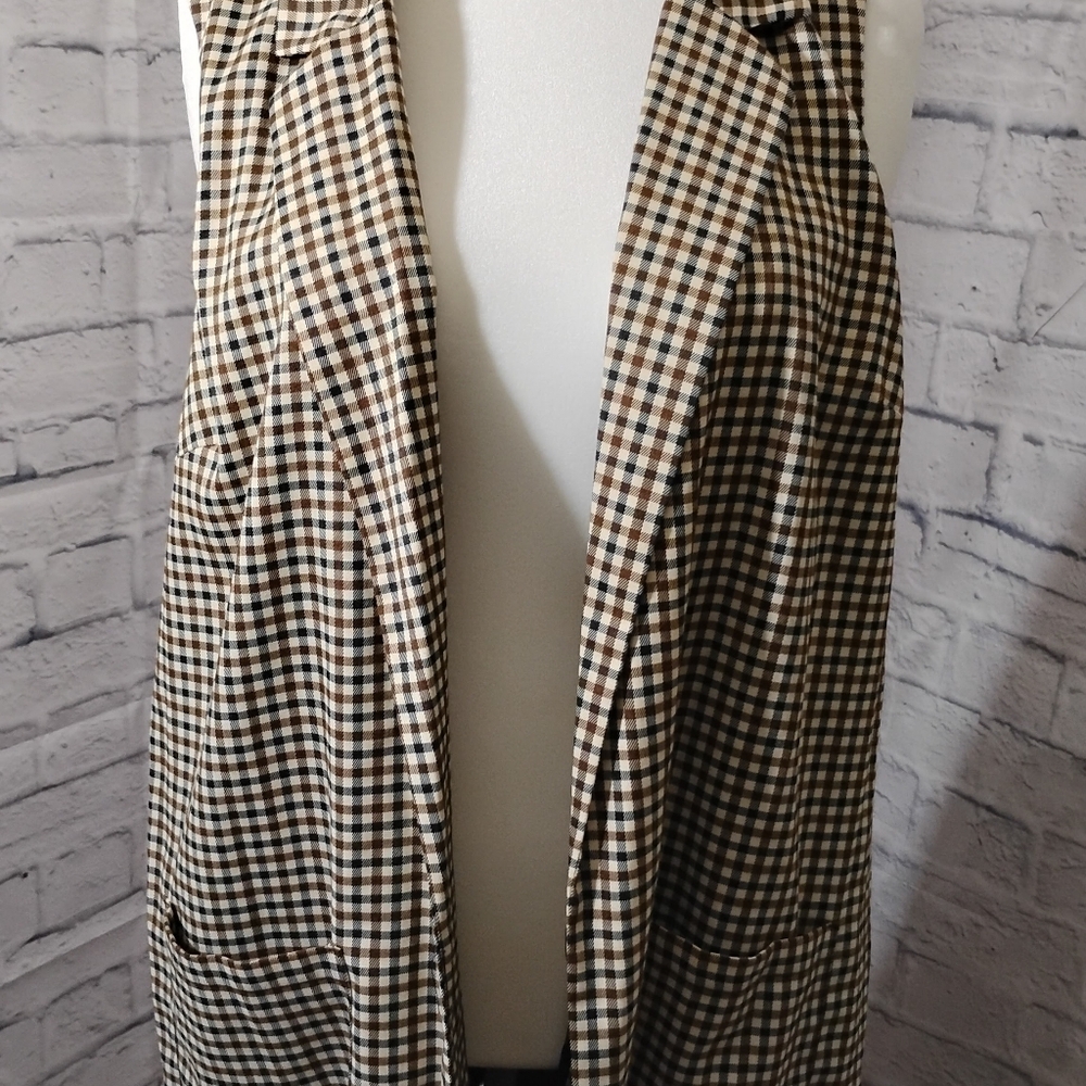 Women's Checkered Long Vest